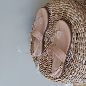 Cole Haan Womens Grand OS Tan Leather T-Strap Thong Slingback Flat Sandals S-8
